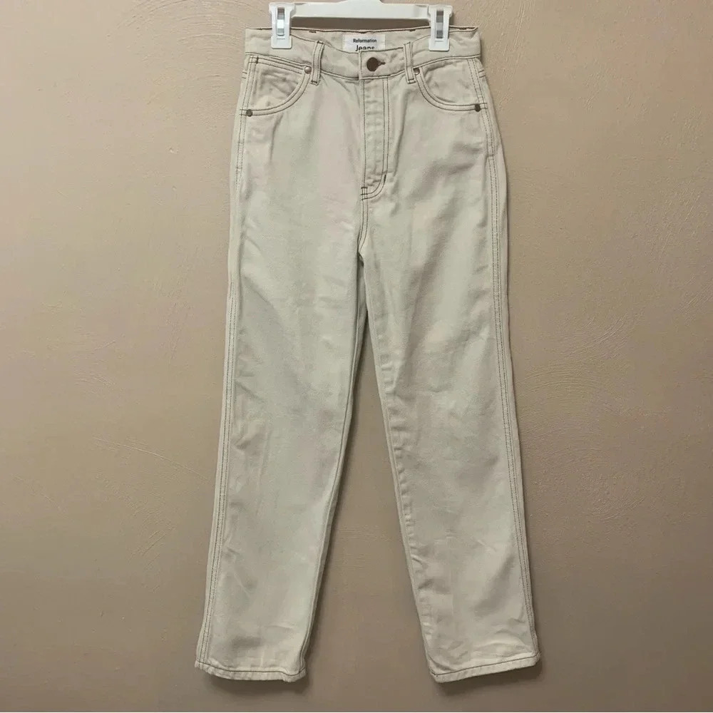 Reformation Cowboy High Rise Straight Jeans in Almond Size 24 - Picture 1 of 15